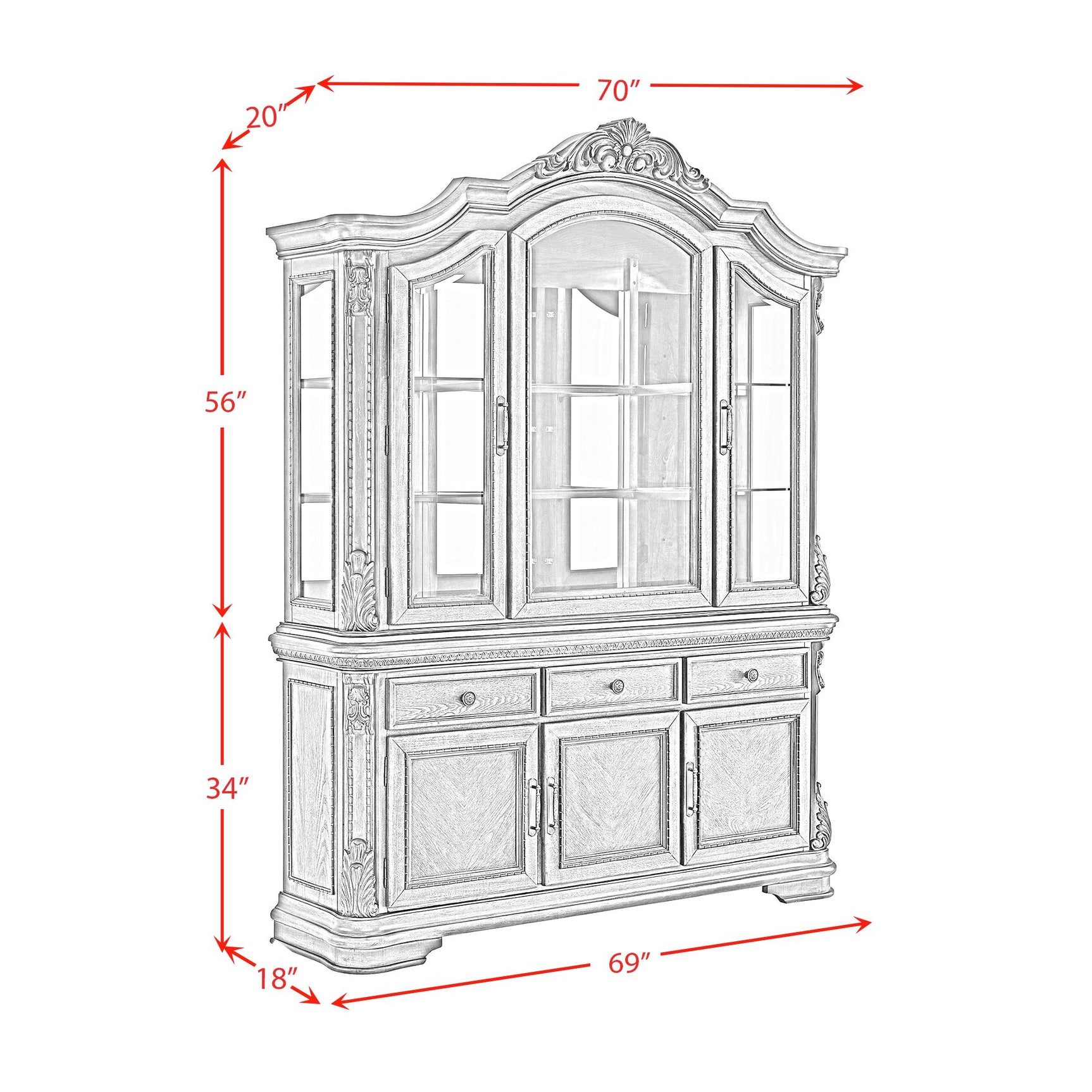 Madison Park Hutch with LED in Walnut - Tampa Furniture Outlet