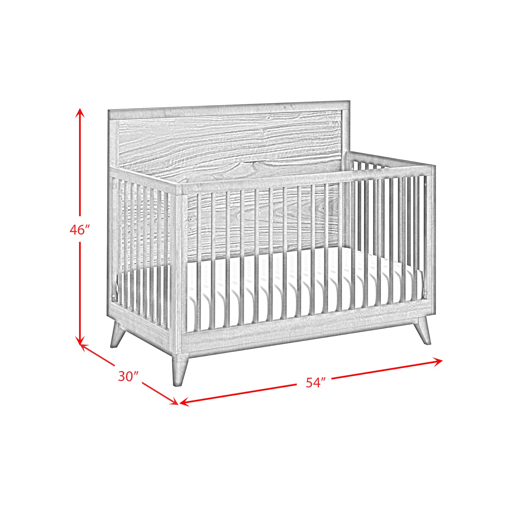 Malia Crib with High Headboard and Guardrail in Walnut - Tampa Furniture Outlet