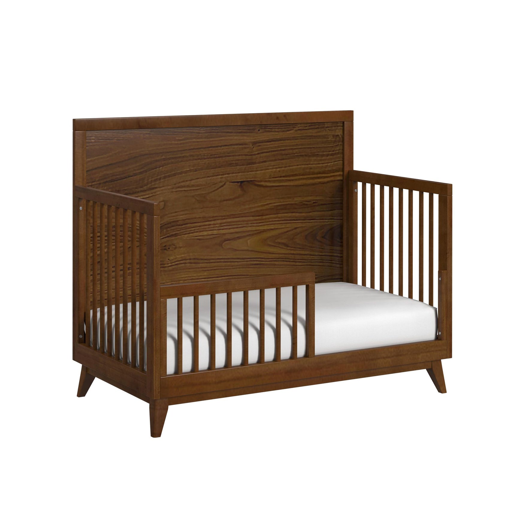 Malia Crib with High Headboard and Guardrail in Walnut - Tampa Furniture Outlet