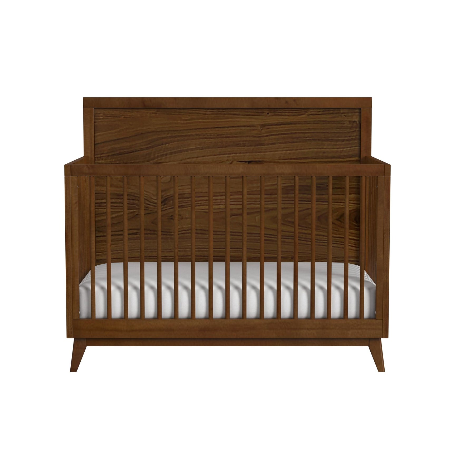Malia Crib with High Headboard and Guardrail in Walnut - Tampa Furniture Outlet