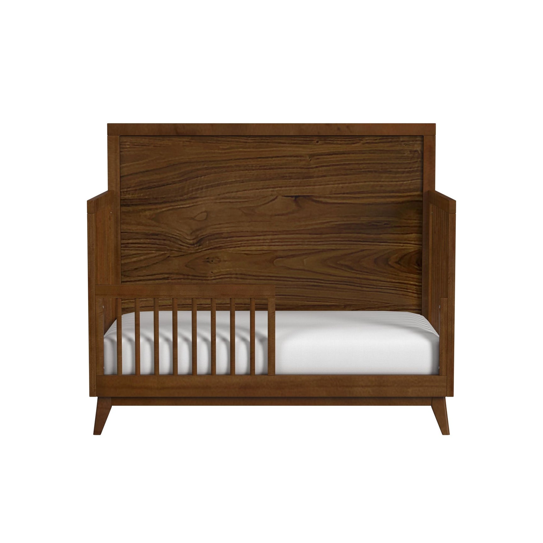 Malia Crib with High Headboard and Guardrail in Walnut - Tampa Furniture Outlet