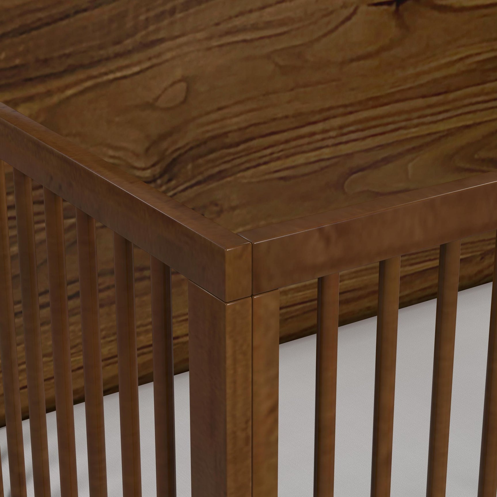Malia Crib with High Headboard and Guardrail in Walnut - Tampa Furniture Outlet