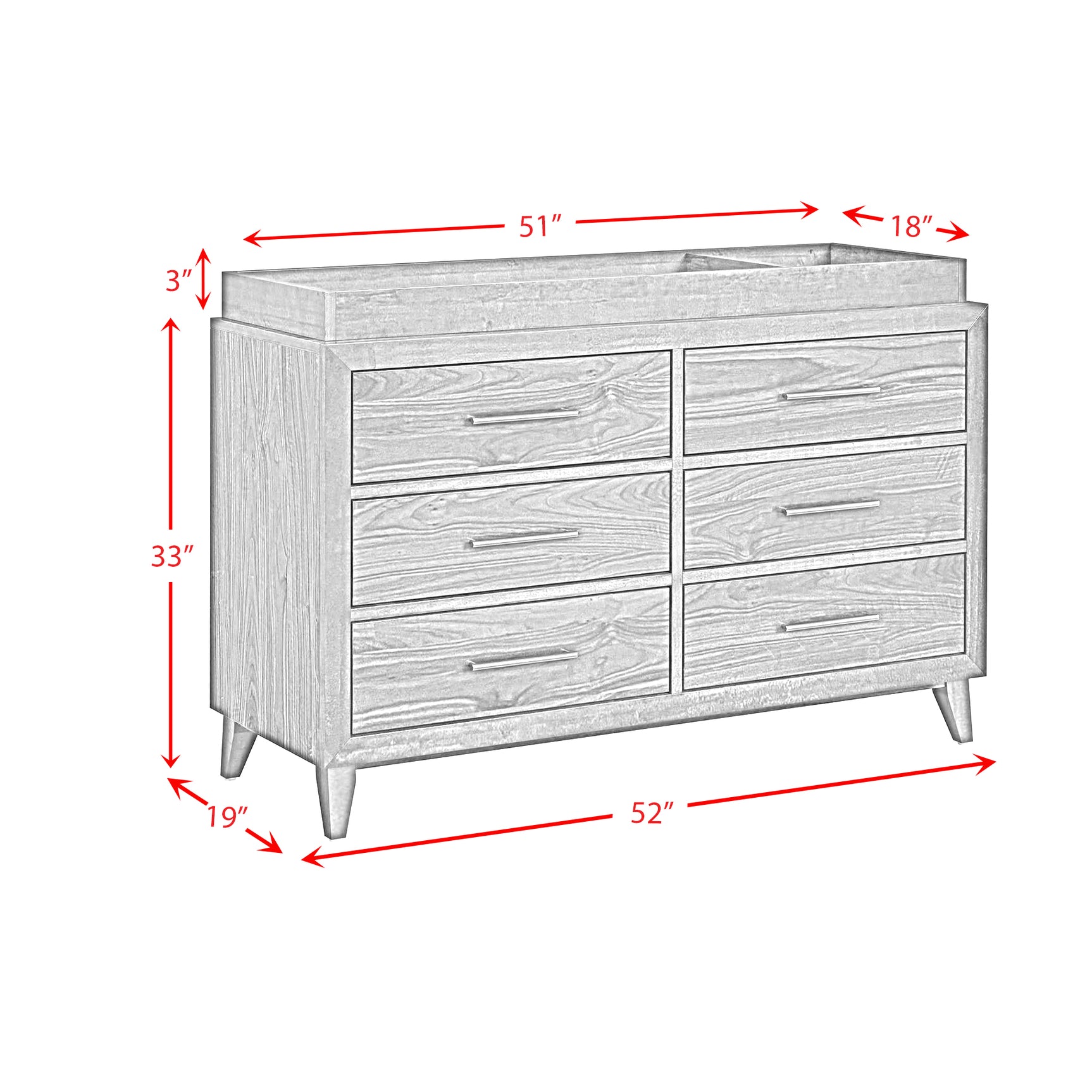 Malia Dresser and Topper in Walnut - Tampa Furniture Outlet