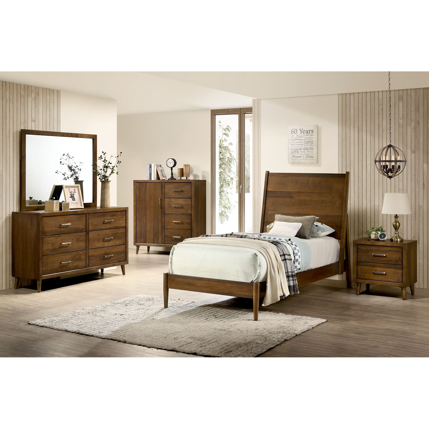 Malibu Twin Panel Bed in Walnut – SKU MC400TB | Elements