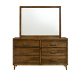 Malibu 6-Drawer Dresser & Mirror in Walnut