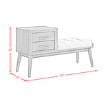Malibu Bench with Grey Fabric in Walnut - Tampa Furniture Outlet