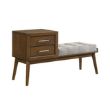Malibu Bench with Grey Fabric in Walnut - Tampa Furniture Outlet