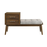 Malibu Bench with Grey Fabric in Walnut - Tampa Furniture Outlet