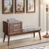 Malibu Bench with Grey Fabric in Walnut – SKU LA-4650-5-BN | Elements