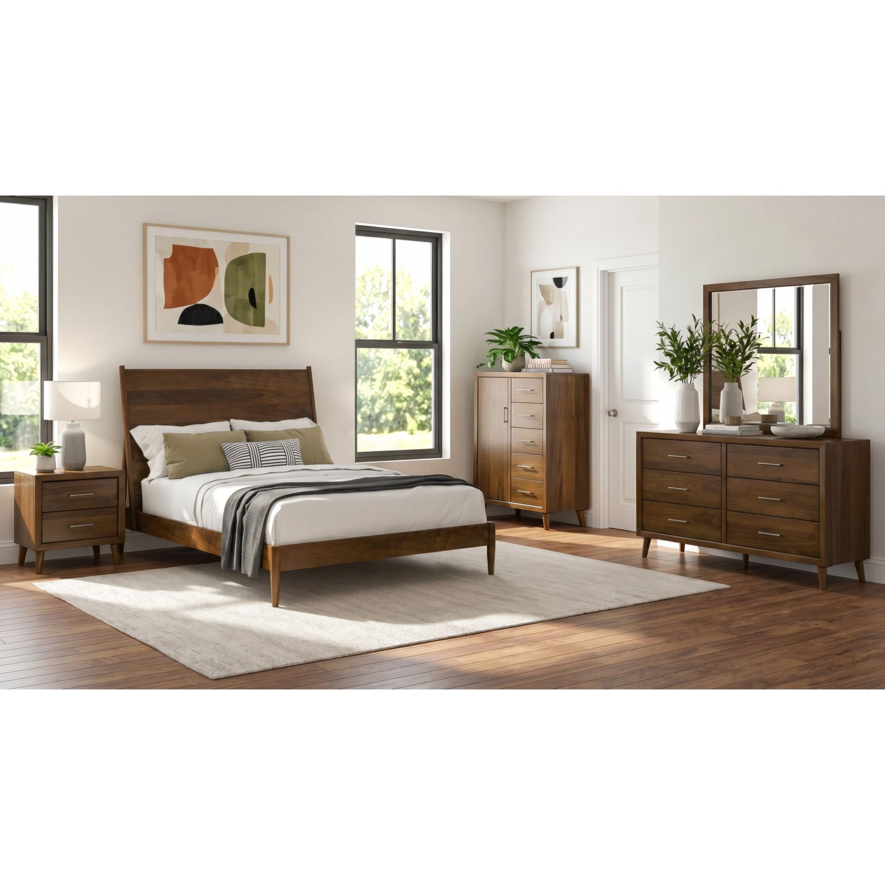 Malibu 6-Drawer Dresser & Mirror in Walnut – SKU MC400DRMR | Elements