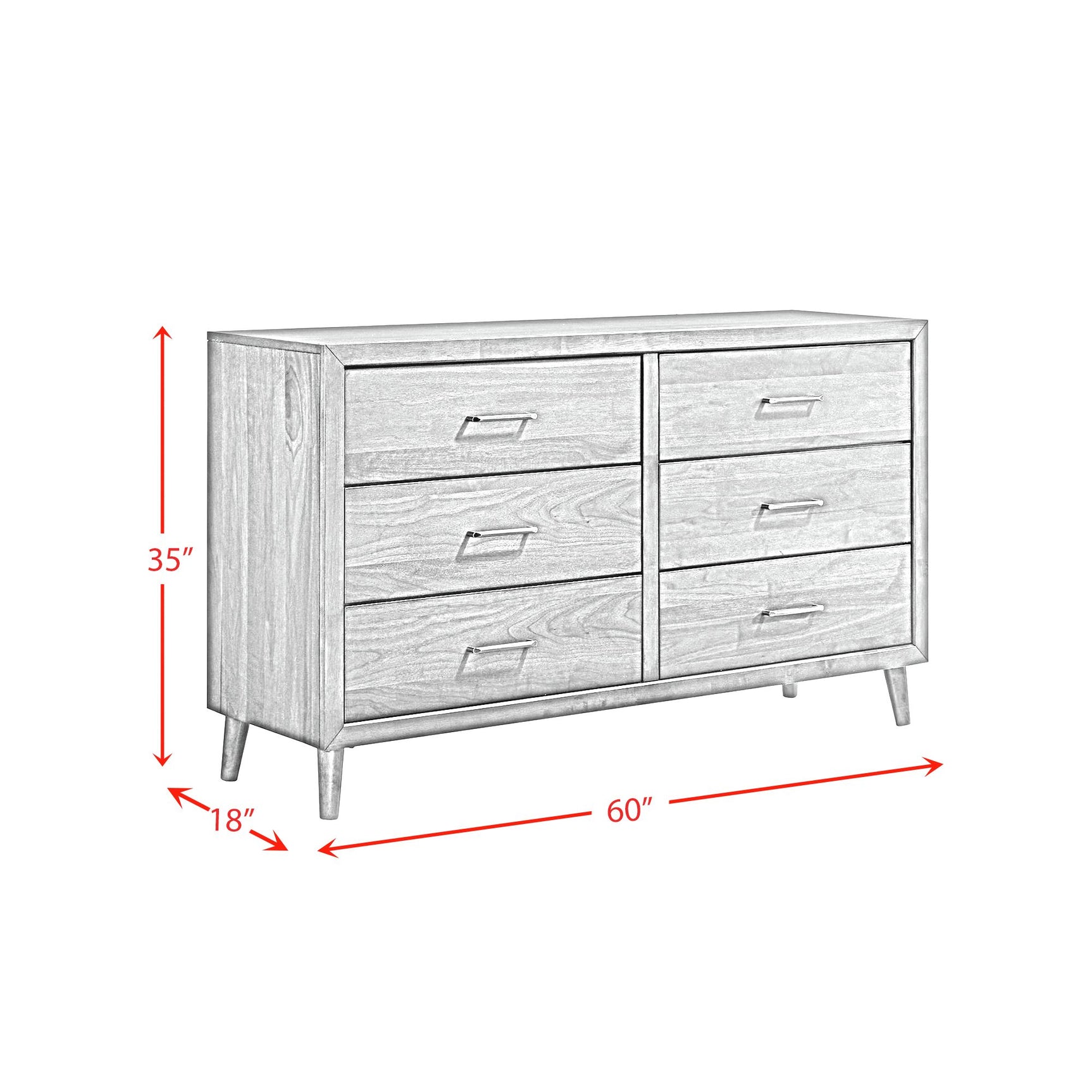 Malibu 6-Drawer Dresser in Walnut - Tampa Furniture Outlet