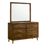 Malibu 6-Drawer Dresser & Mirror in Walnut - Tampa Furniture Outlet
