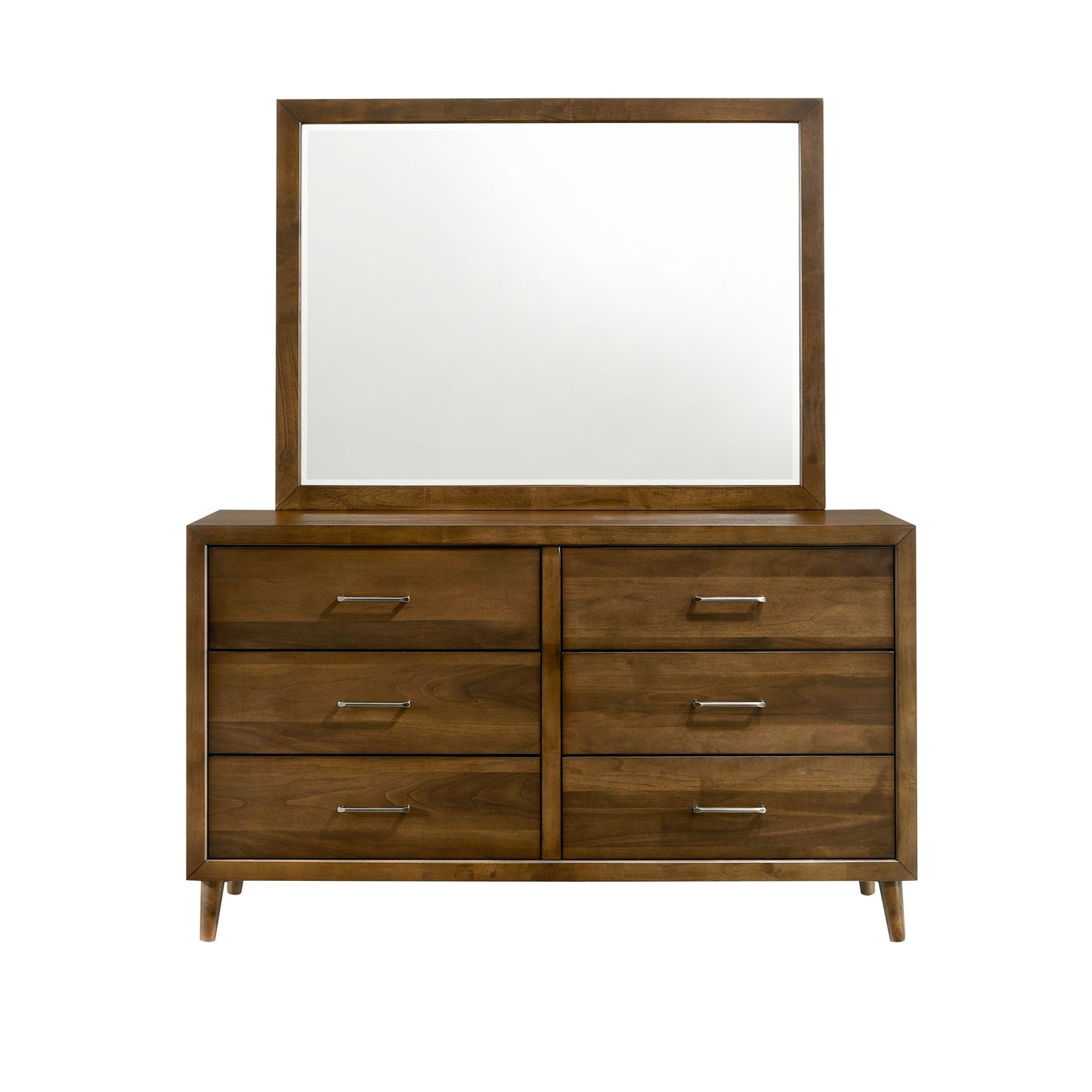 Malibu 6-Drawer Dresser & Mirror in Walnut - Tampa Furniture Outlet