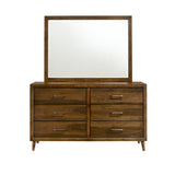 Malibu 6-Drawer Dresser & Mirror in Walnut - Tampa Furniture Outlet