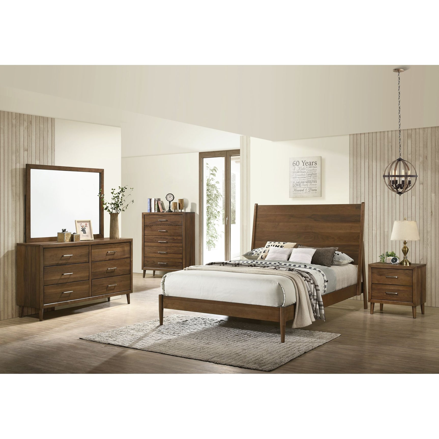 Malibu 6-Drawer Dresser & Mirror in Walnut - Tampa Furniture Outlet
