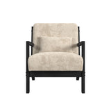 Marina Chair with kidney pillow in Langley Cream and Brushed Espresso Finish - Tampa Furniture Outlet