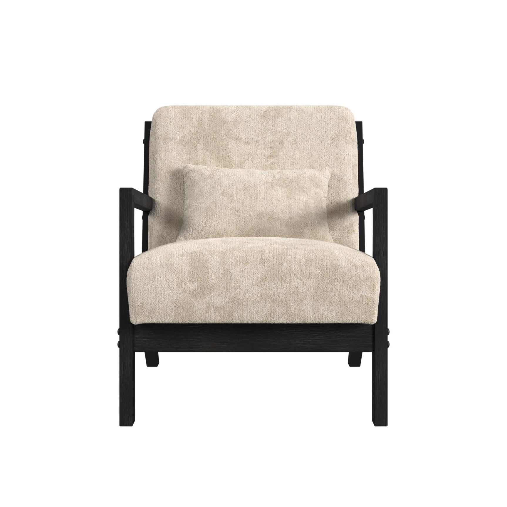 Marina Chair with kidney pillow in Langley Cream and Brushed Espresso Finish - Tampa Furniture Outlet