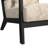 Marina Chair with kidney pillow in Langley Cream and Brushed Espresso Finish - Tampa Furniture Outlet
