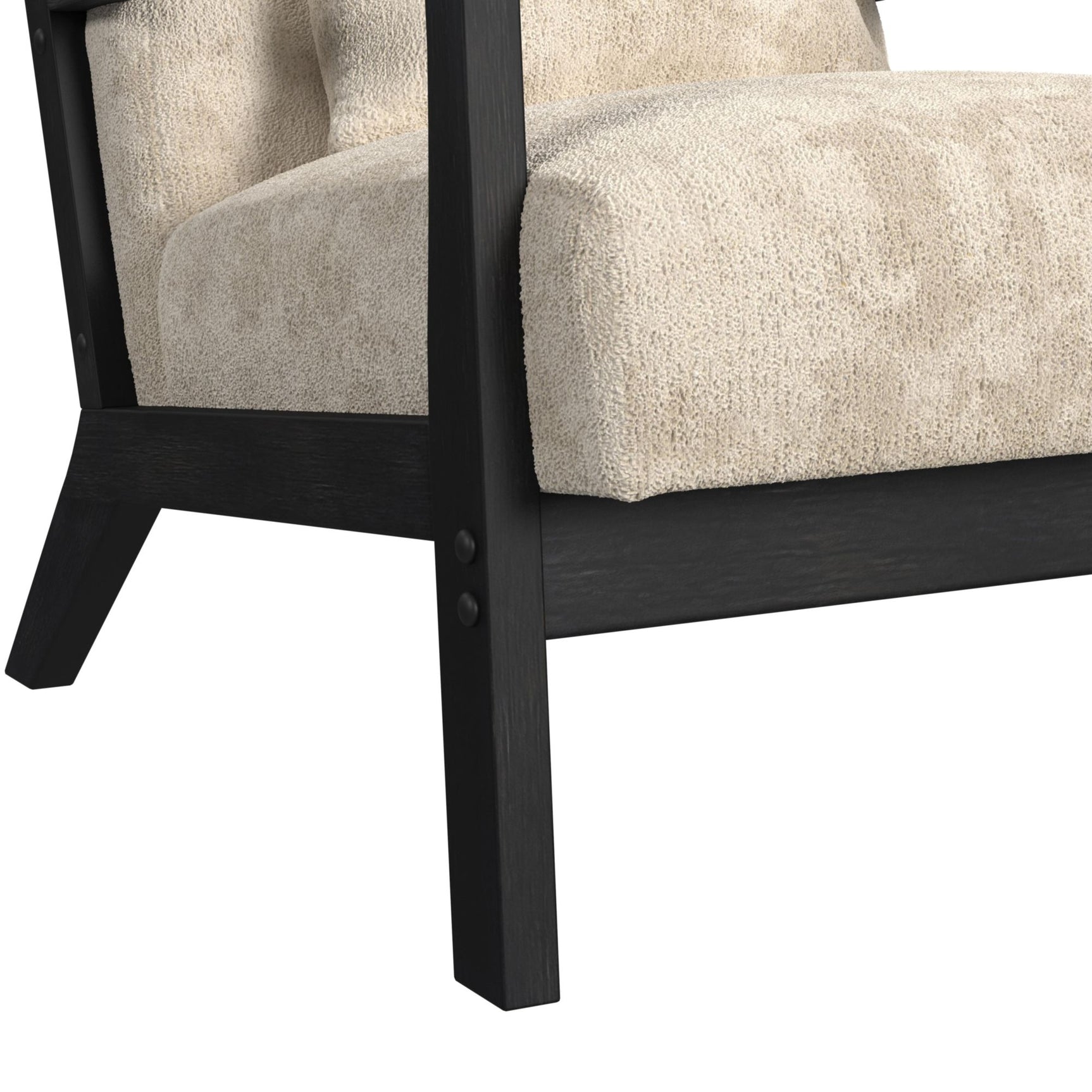 Marina Chair with kidney pillow in Langley Cream and Brushed Espresso Finish - Tampa Furniture Outlet