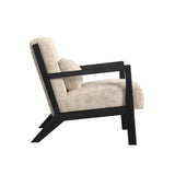 Marina Chair with kidney pillow in Langley Cream and Brushed Espresso Finish - Tampa Furniture Outlet