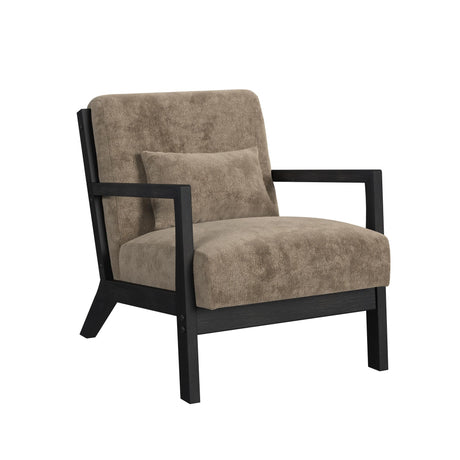 Marina Chair with kidney pillow in Langley Cocoa and Brushed Espresso Finish - Tampa Furniture Outlet