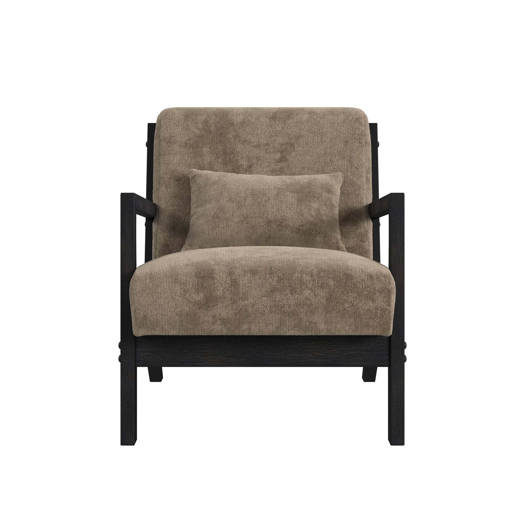Marina Chair with kidney pillow in Langley Cocoa and Brushed Espresso Finish - Tampa Furniture Outlet