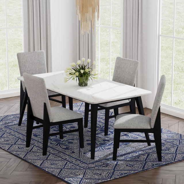 Marlene Dining Side Chair with Grey Fabric in Black (2 Per Carton) – SKU D-15850-8-SC | Elements