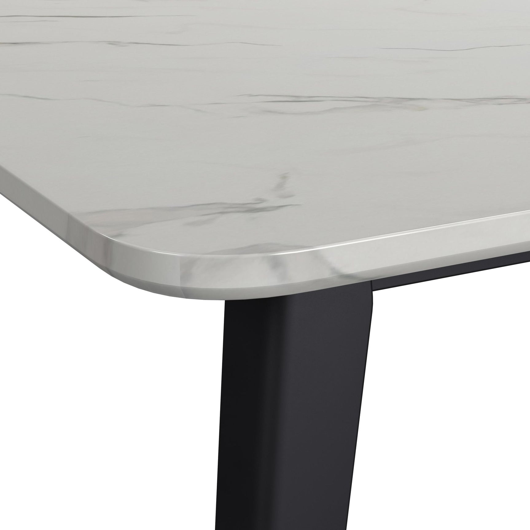 Marlene Dining Table with White Faux Marble Top in Black - Tampa Furniture Outlet