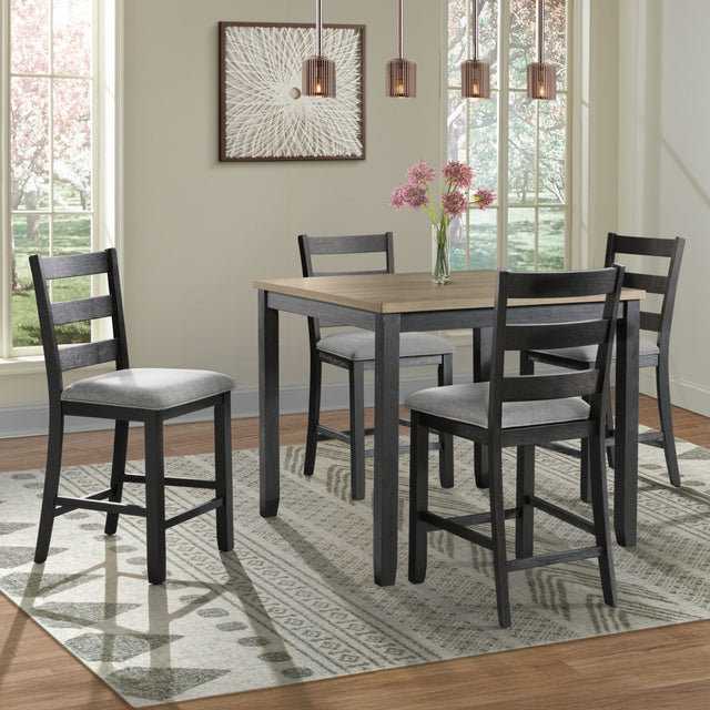 Martin Counter Side Chair with Grey Fabric - Black Finish (2 Per Carton) – SKU DMT300CSC | Elements