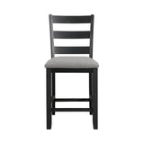 Martin Counter Side Chair with Grey Fabric - Black Finish (2 Per Carton)