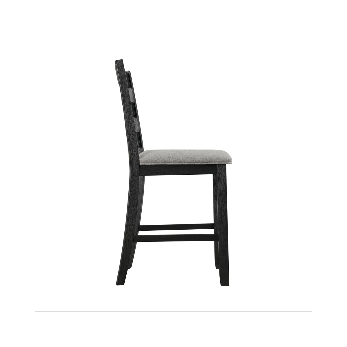 Martin Counter Side Chair with Grey Fabric - Black Finish (2 Per Carton)