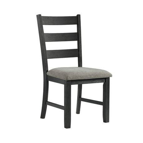 Martin Dining Side Chair with Grey Fabric - Black Finish (2 Per Carton)
