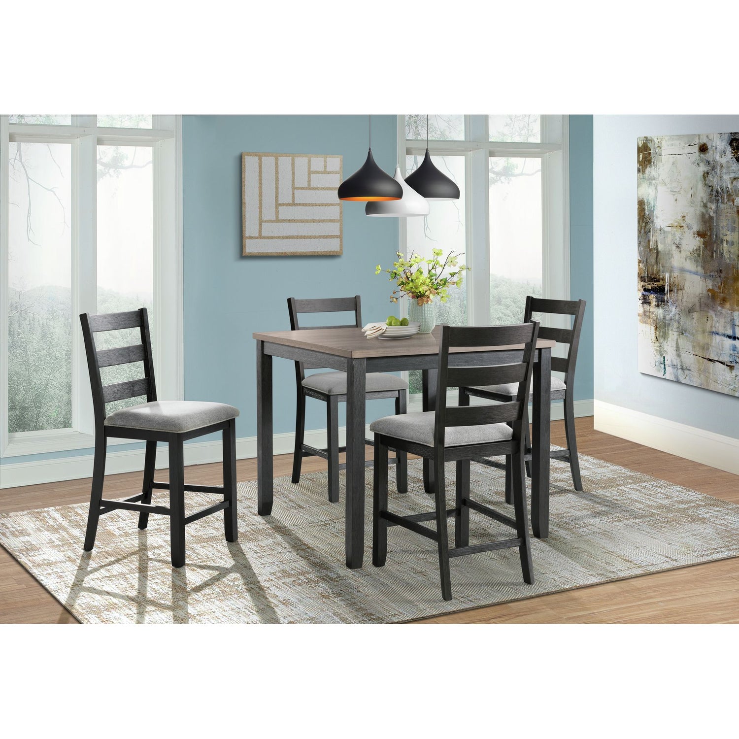 Martin Dining Side Chair with Grey Fabric - Black Finish (2 Per Carton) – SKU DMT300SC | Elements