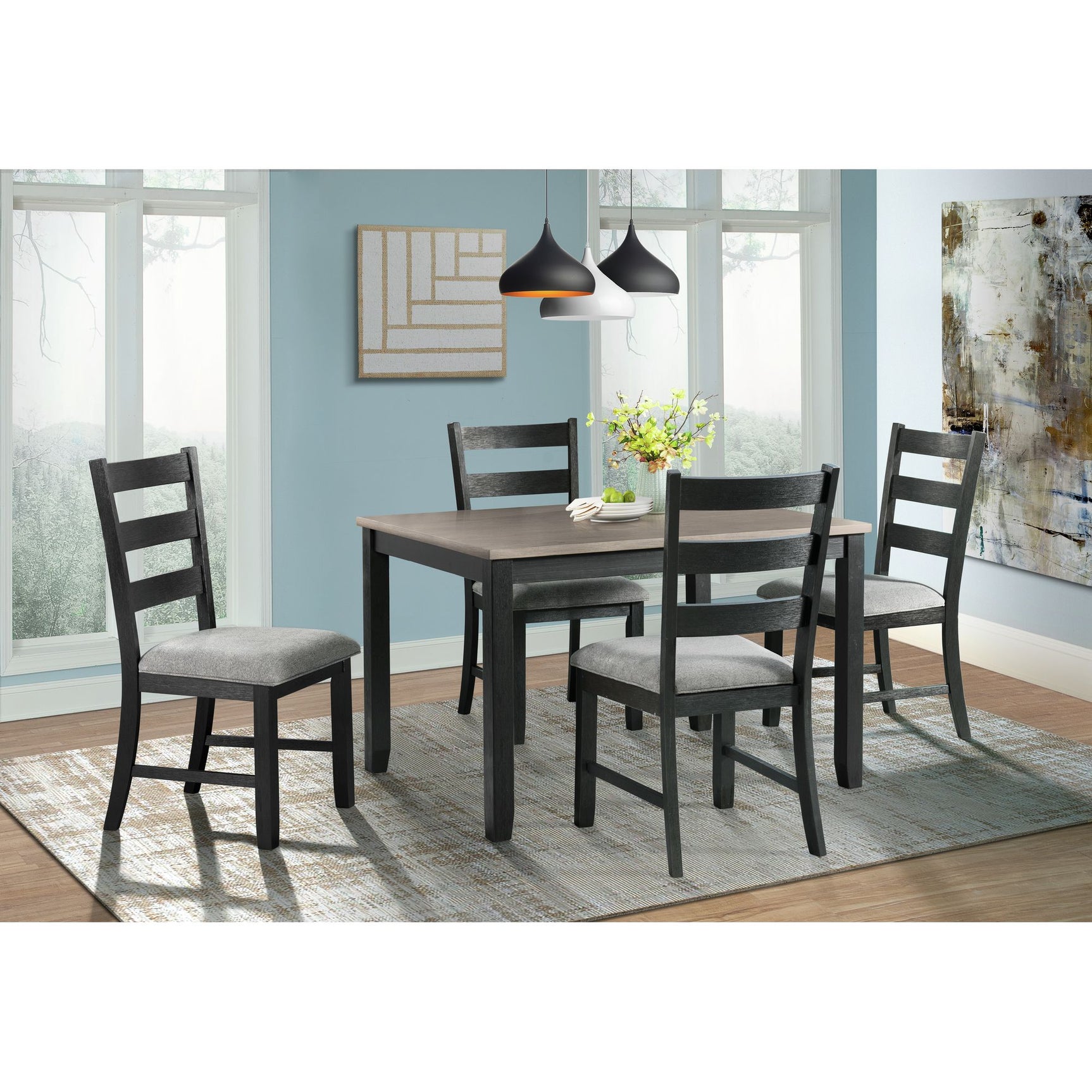 Martin 5 pc Dining Set (Black Base) – SKU DMT3005DS | Elements