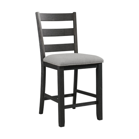 Martin Counter Side Chair with Grey Fabric - Black Finish (2 Per Carton) - Tampa Furniture Outlet