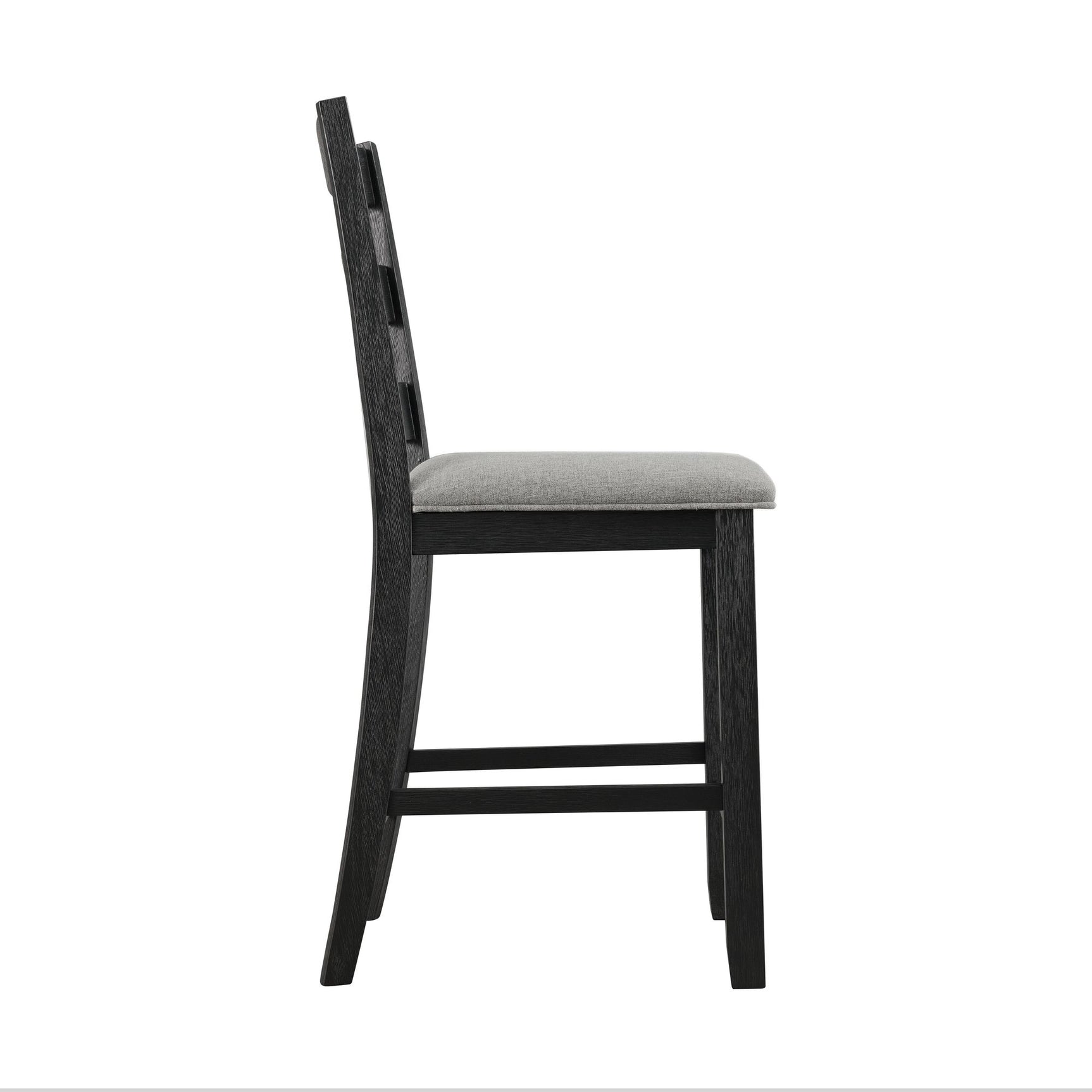 Martin Counter Side Chair with Grey Fabric - Black Finish (2 Per Carton) - Tampa Furniture Outlet