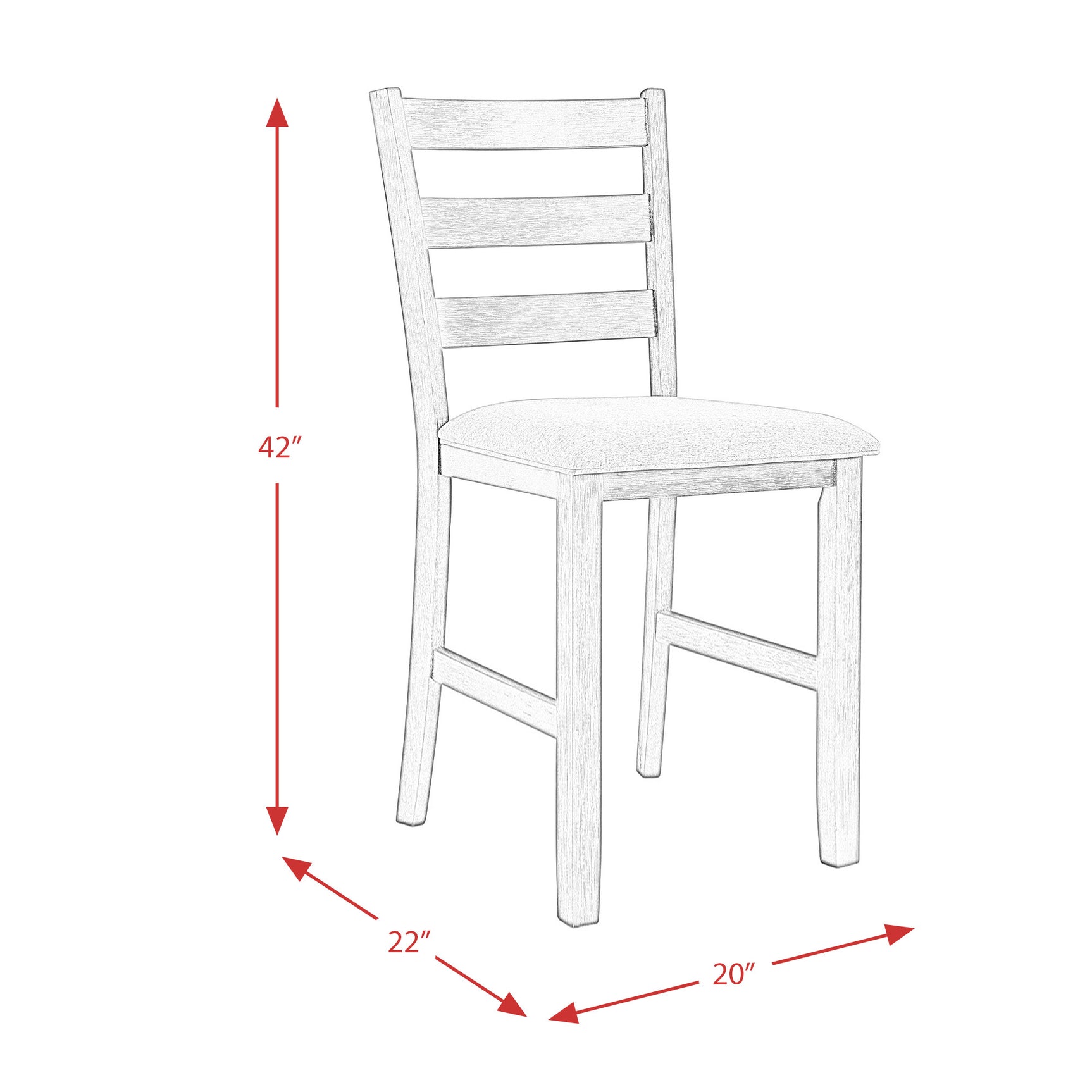 Martin Counter Side Chair with Grey Fabric - Black Finish (2 Per Carton) - Tampa Furniture Outlet