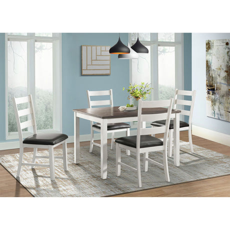 Martin 5 Pc Dining set (Dark Brown Top - White Base) – SKU DMT7005DS | Elements