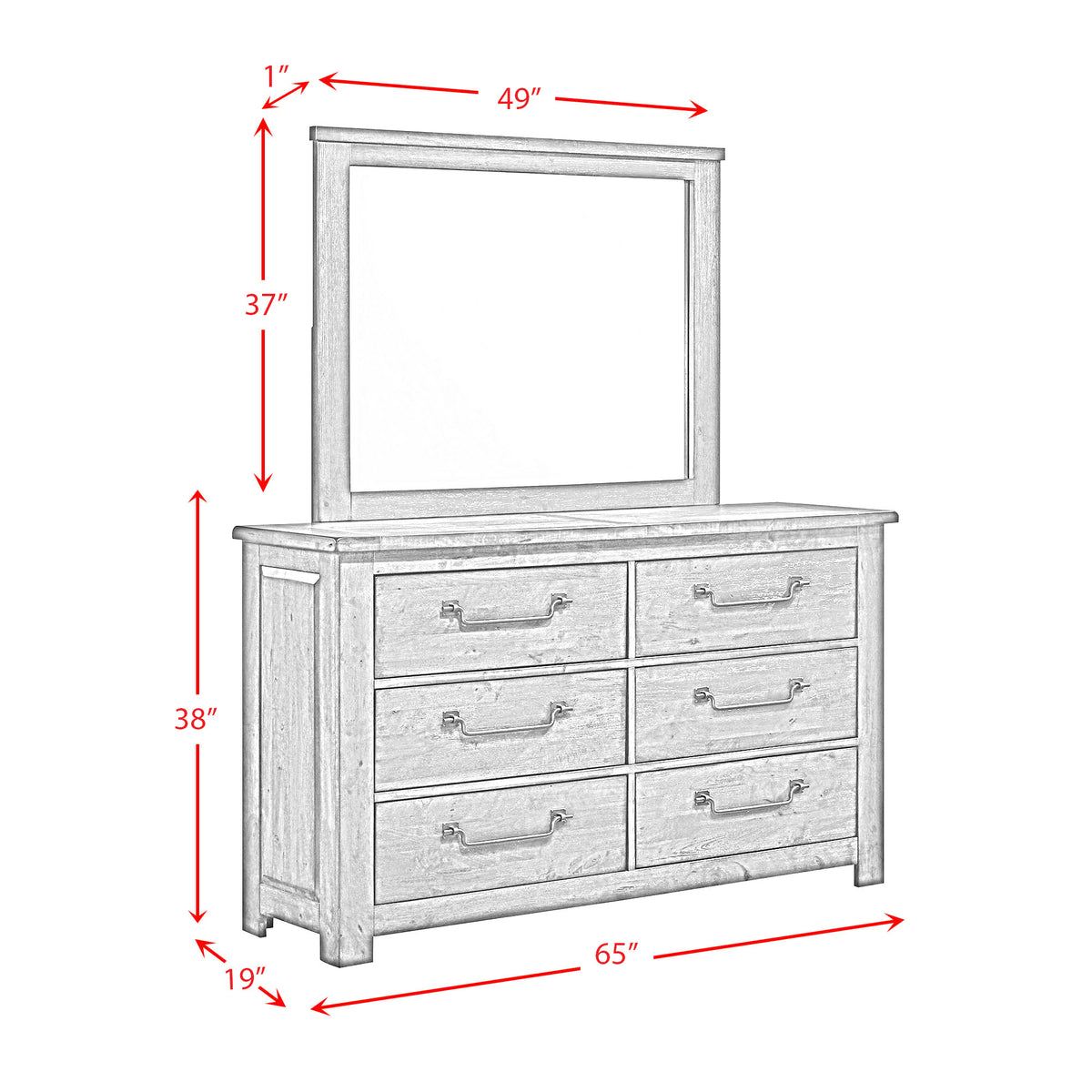 Maverick Dresser & Mirror Grey