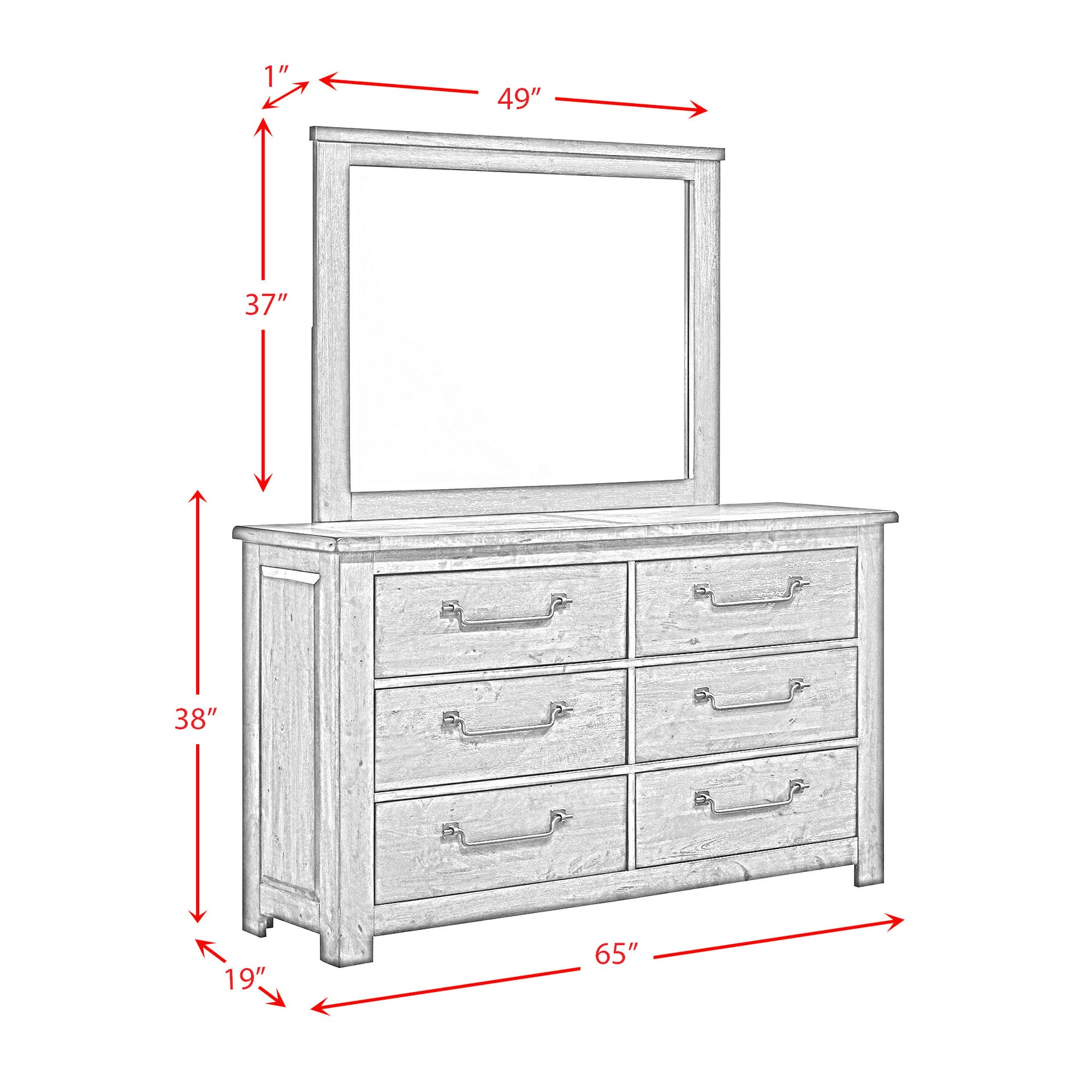 Maverick Dresser & Mirror Grey - Tampa Furniture Outlet