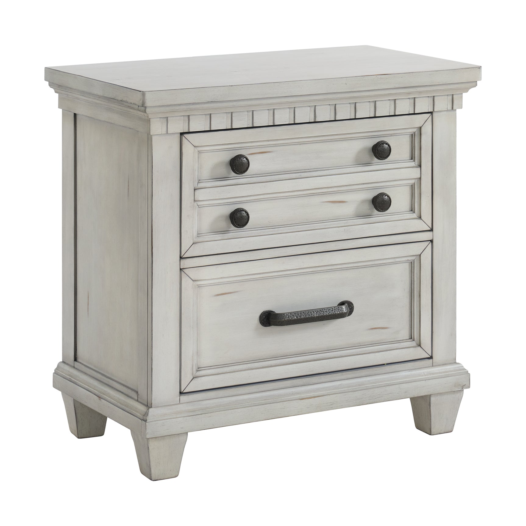 McCoy 2-Drawer Nightstand with USB in Antique White - Tampa Furniture Outlet