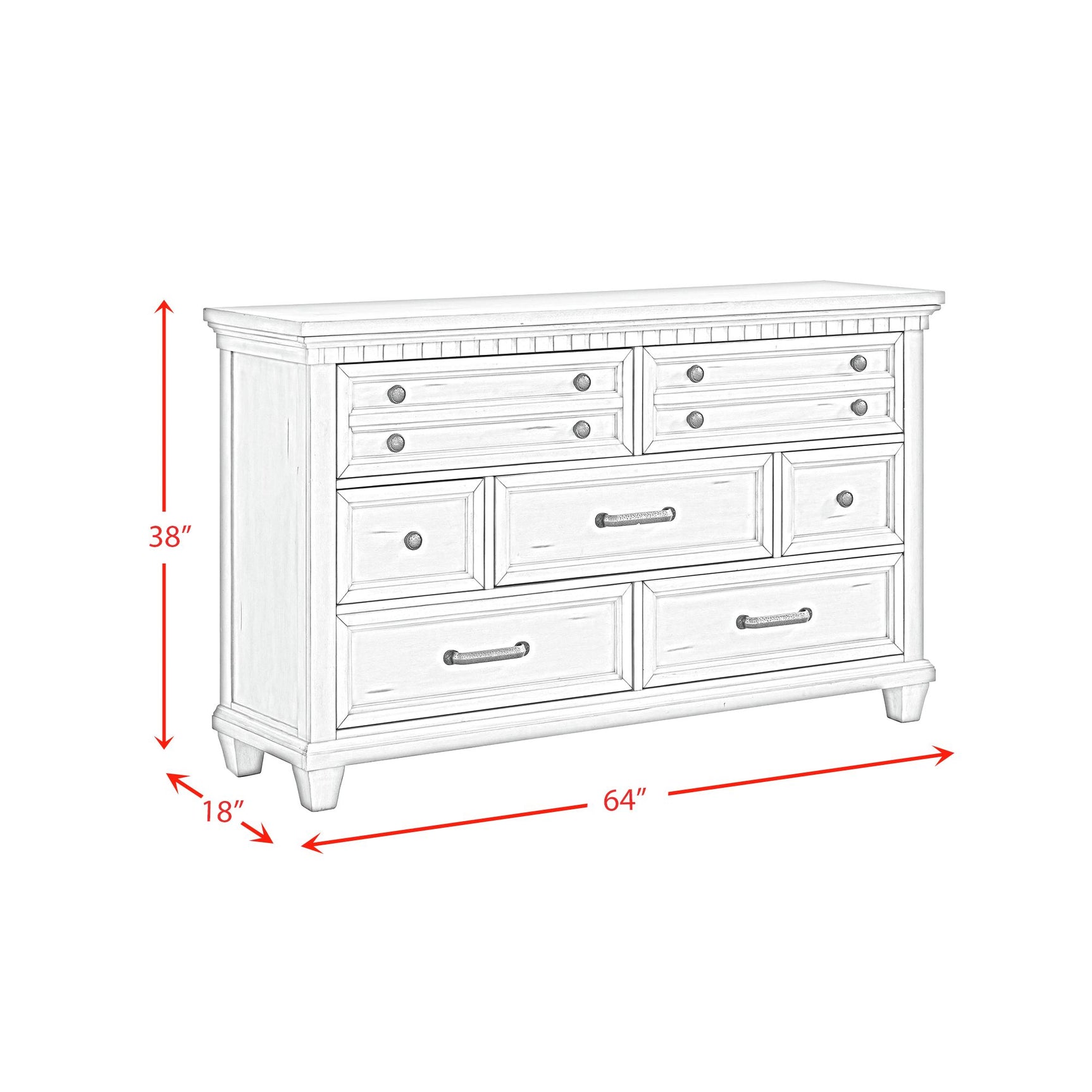 McCoy 7-Drawer Dresser in Antique White - Tampa Furniture Outlet