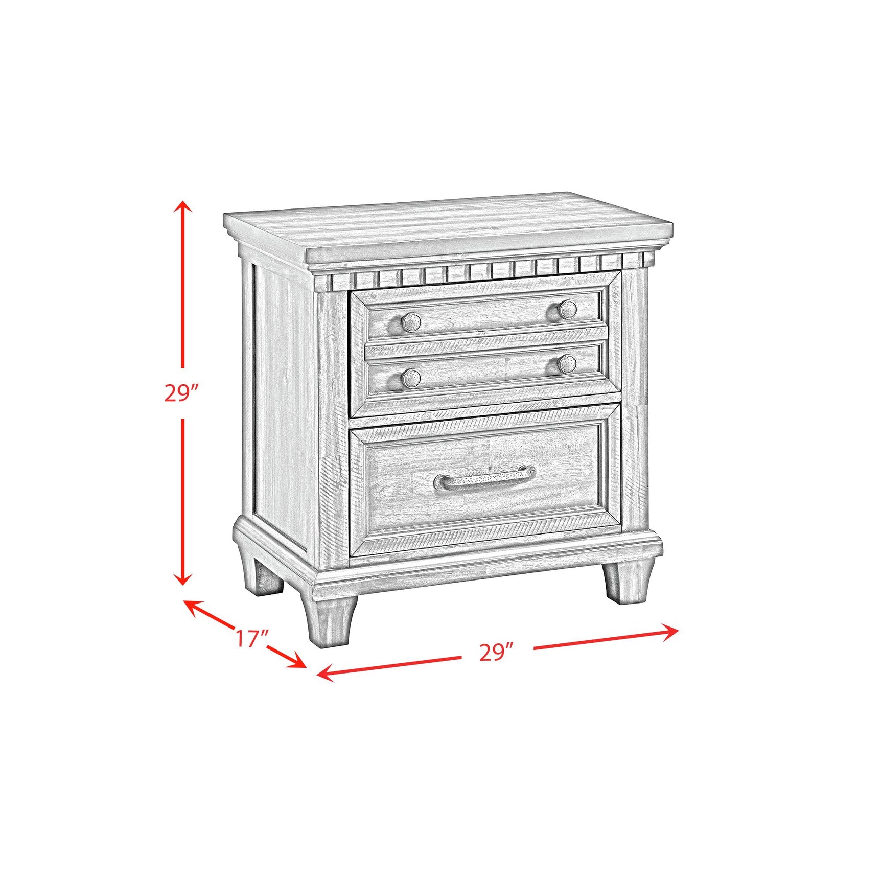 McCoy 2-Drawer Nightstand with USB in Antique White