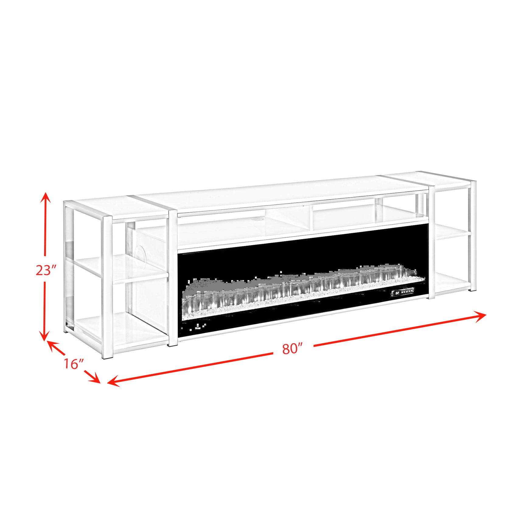Midway 80" TV Console with Firelight in White - Tampa Furniture Outlet