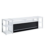 Midway 80" TV Console with Firelight in White - Tampa Furniture Outlet