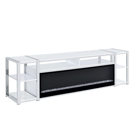 Midway 80" TV Console with Firelight in White - Tampa Furniture Outlet