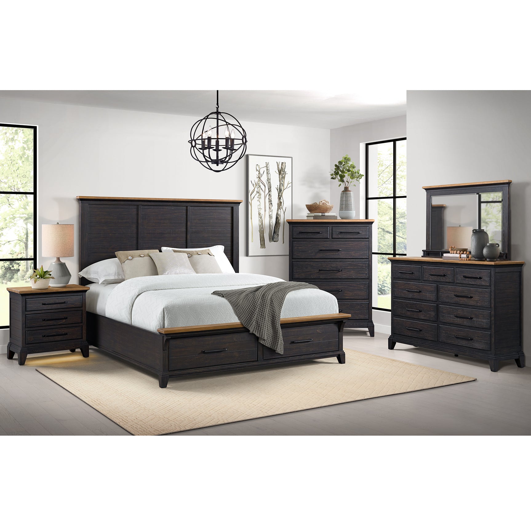 Montrose Nightstand with Charger & Sensor Light in Espresso & Brown – SKU B-16670-5-NS | Elements