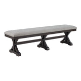 Montrose Dining Bench with Light Grey Fabric in Espresso - Tampa Furniture Outlet