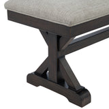 Montrose Dining Bench with Light Grey Fabric in Espresso - Tampa Furniture Outlet