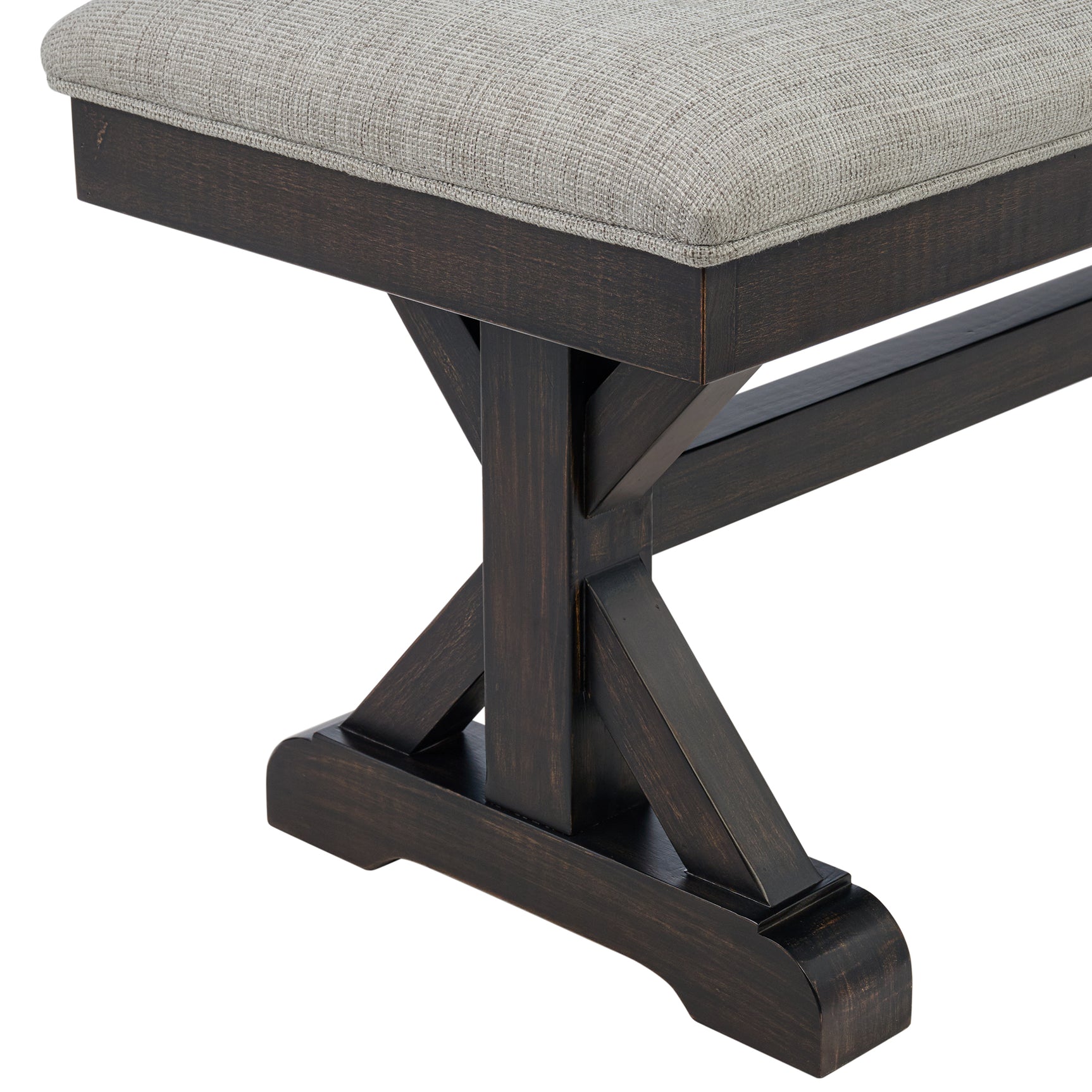 Montrose Dining Bench with Light Grey Fabric in Espresso - Tampa Furniture Outlet